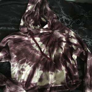 Cropped Tie Dye Cowel-Neck Hoodie